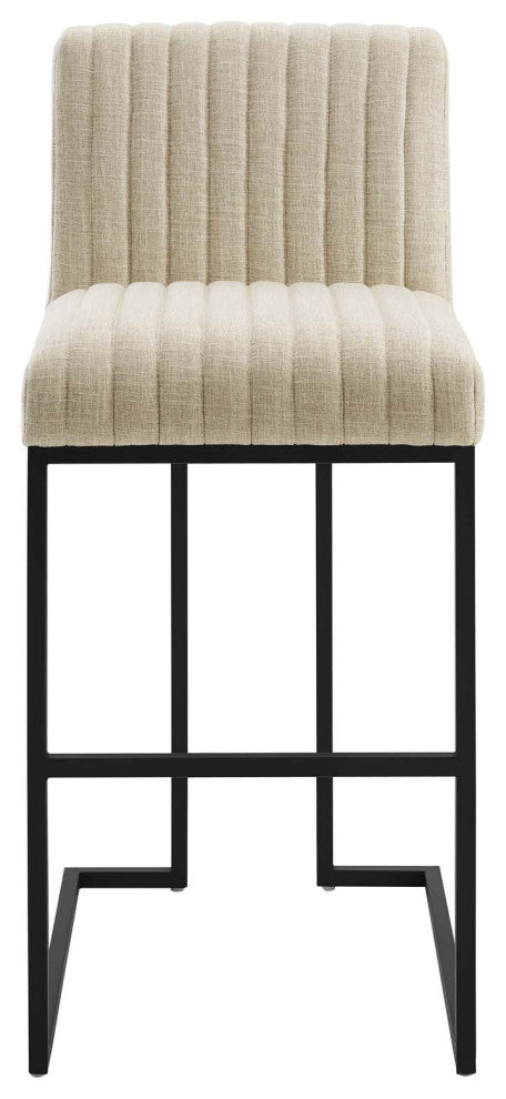 Indulge Channel Tufted Fabric Bar Stools-Beige
