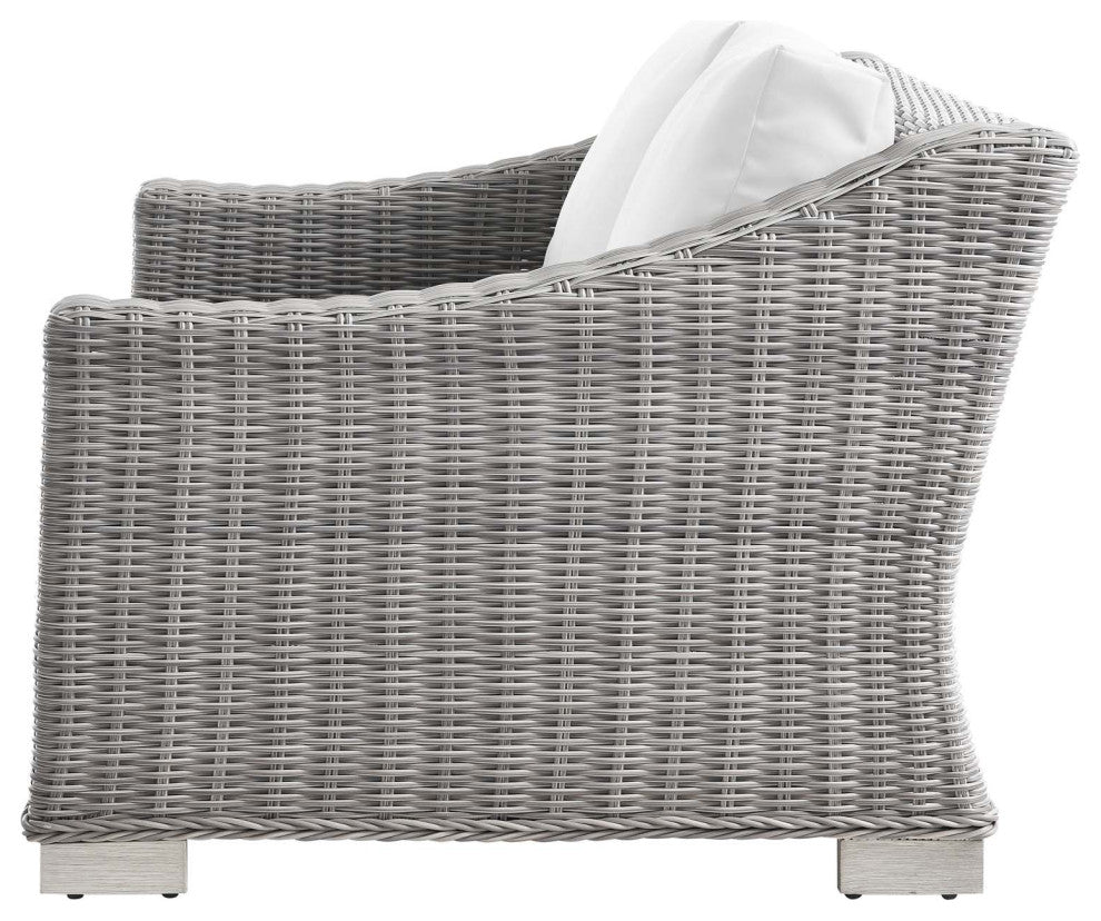 Lounge Sectional Sofa Chair Set, Rattan, Wicker, Gray White, Outdoor