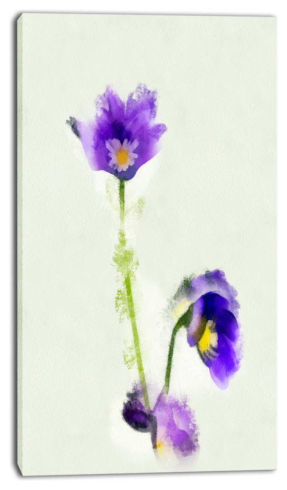 Purple Liverleaf Flower Watercolor, Floral Canvas Art Print, 16"x32"