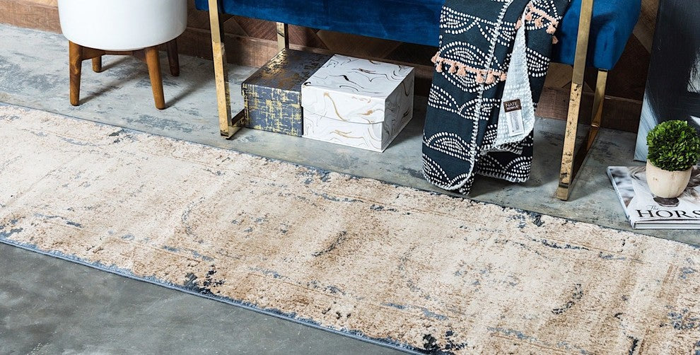 Transitional Cottage 10''x14''5" Rectangle Creme Area Rug