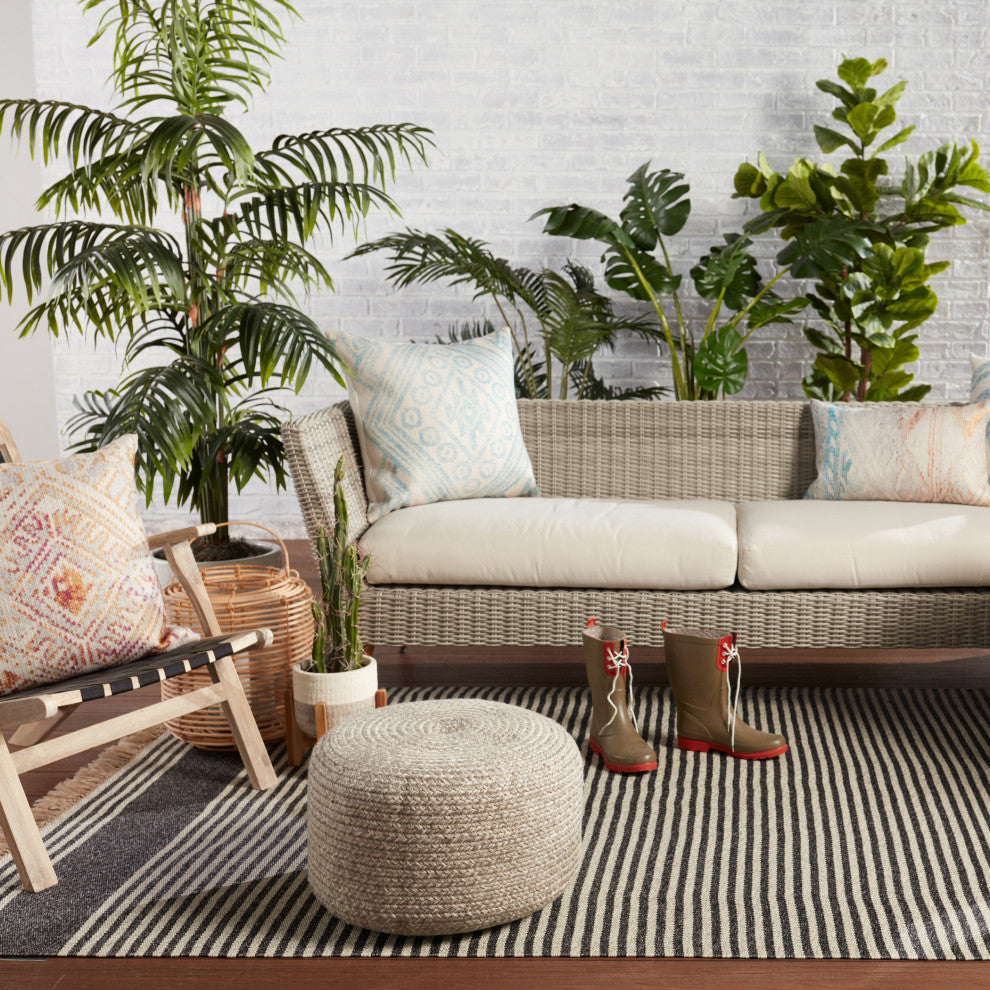 Vibe by Jaipur Living Strand Indoor/ Outdoor Striped Area Rug, Dark Gray/Beige