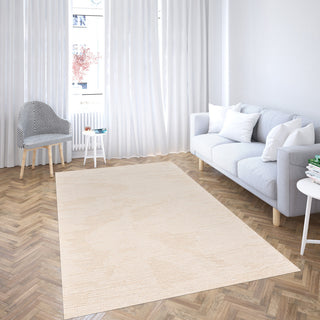 Mexico Abstract Ivory Sand Hand-Hooked Area Rug 9' x 12'
