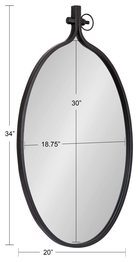 Yitro Metal Framed Wall Mirror, Black, 20"x34"
