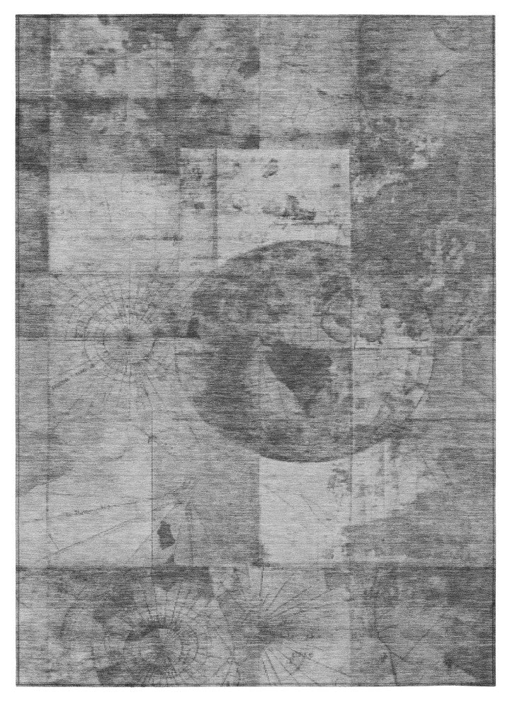 Machine Washable Indoor/Outdoor Chantille ACN1905 Gray 3' x 5' Rug