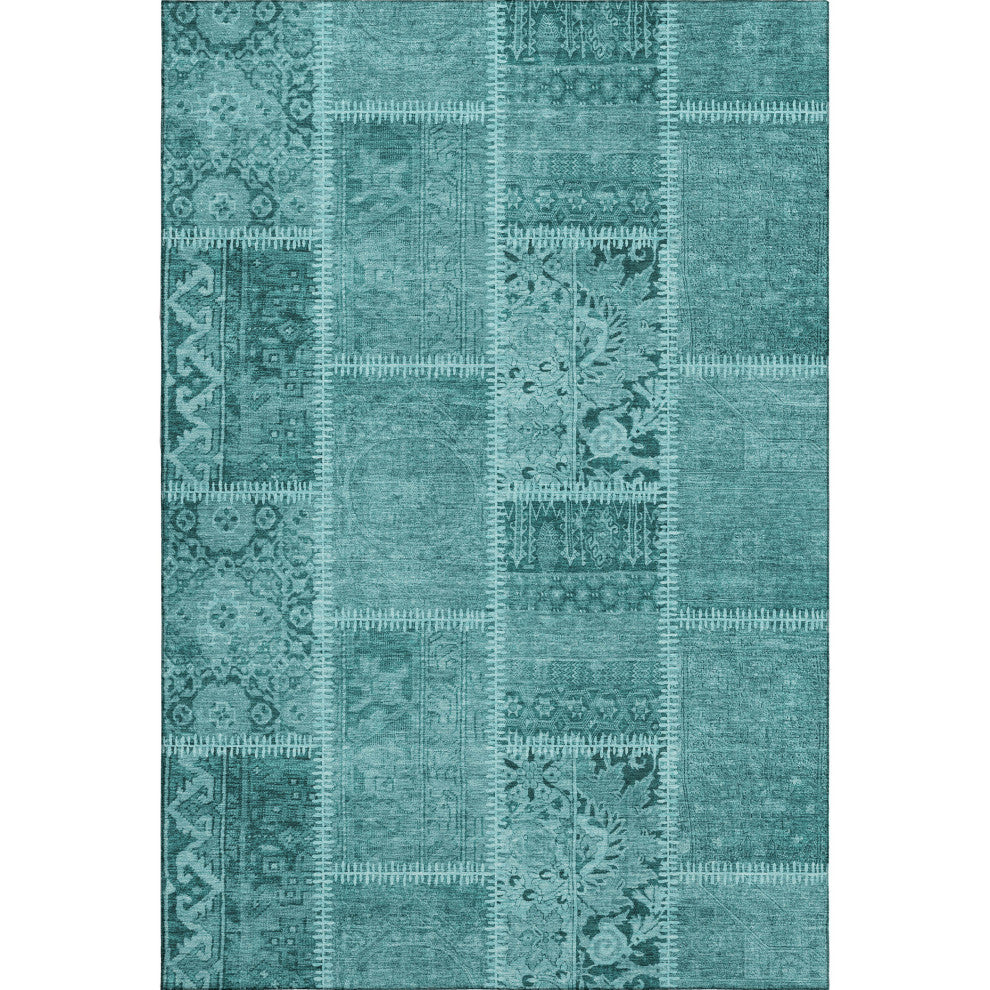 Premium Machine Washable Mayfield AMF635 Turquoise 3' x 5' Rug