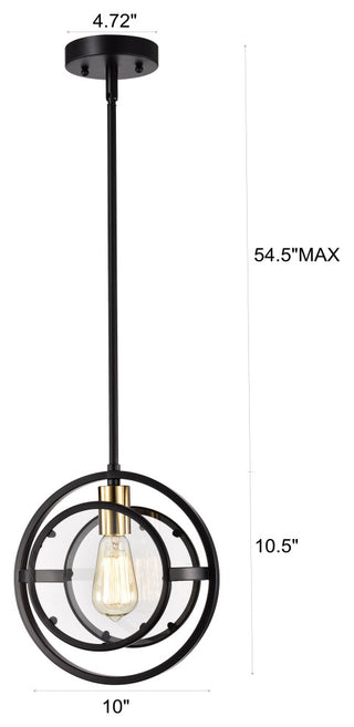 CHLOE Lighting CHRISTINE Transitional 1-Light Black/Burnished Brass Mini Pendant