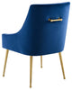 Contemporary Dining Room Side Dining Chair, Velvet Stainless Metal, Navy Blue