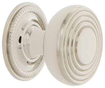Deco Brass 1 3/8" Cabinet Knob With Rope Rose, Polished Nickel