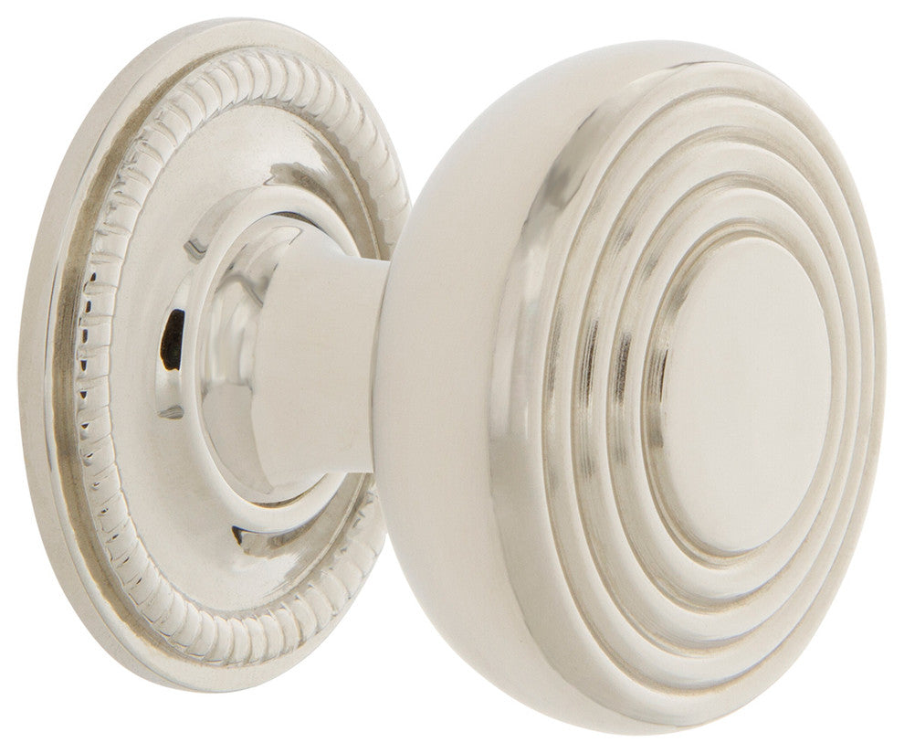 Deco Brass 1 3/8" Cabinet Knob With Rope Rose, Polished Nickel