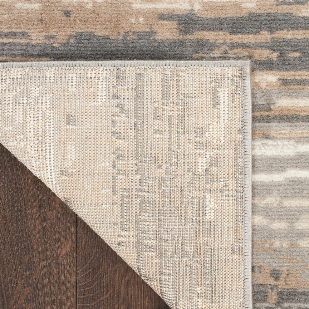 Nourison Jubilant 2'3" x 7'3" Grey Beige Modern Indoor Rug