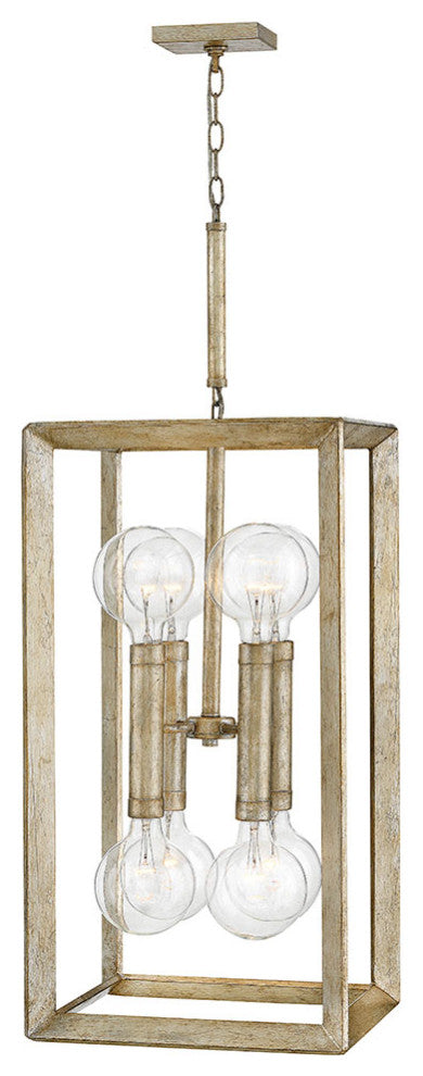 Hinkley Tinsley Large Open Frame Pendant, Silver Leaf