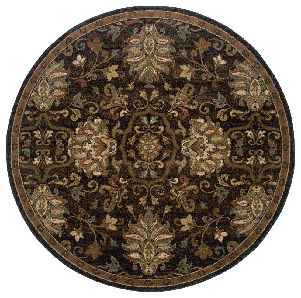 Oriental Weavers Hudson Collection Brown/Beige Oriental Indoor Area Rug 7'8" RND