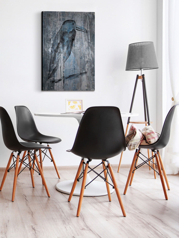 "Blue Gray Bird II" Painting Print on Brushed Aluminum, 30"x45"