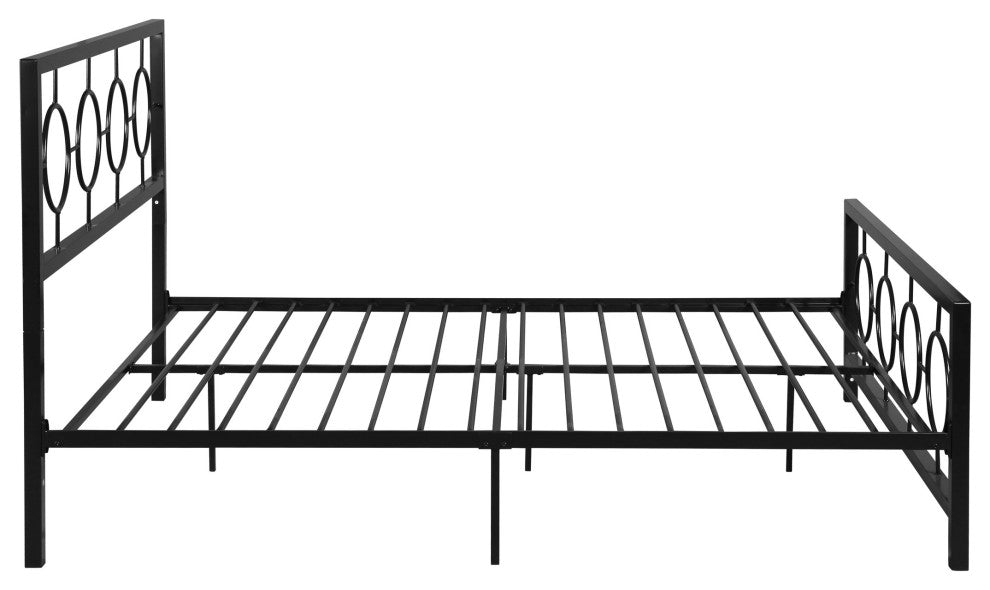 GDF Studio Doris Modern Queen Geometric Low-Profile Platform Bed Frame, Flat Bla