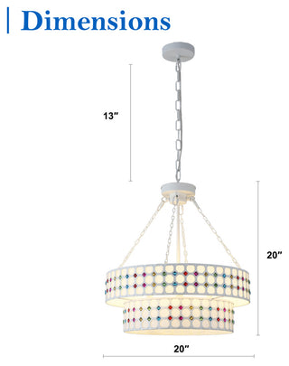 Modern Two-Tier Drum-Shaped Light Fixture, 6 Lights , Brushed Nickel