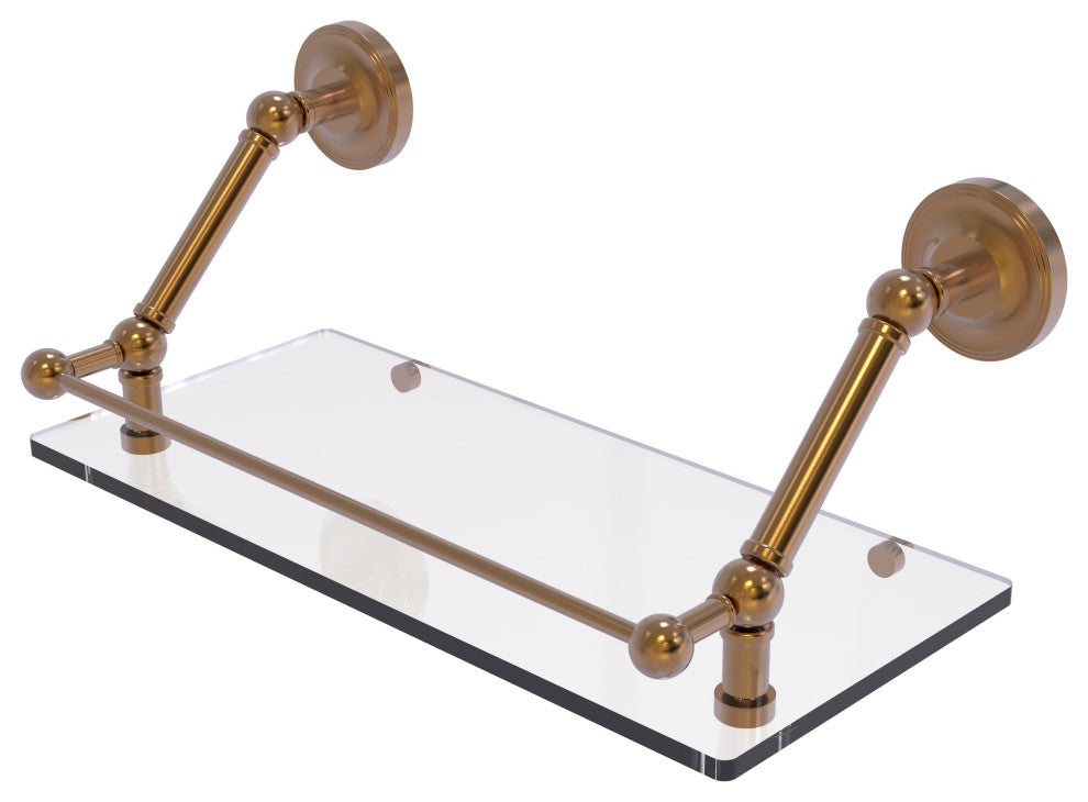 Prestige Regal 18" Floating Glass Shelf with Gallery Rail, Brushed Bronze