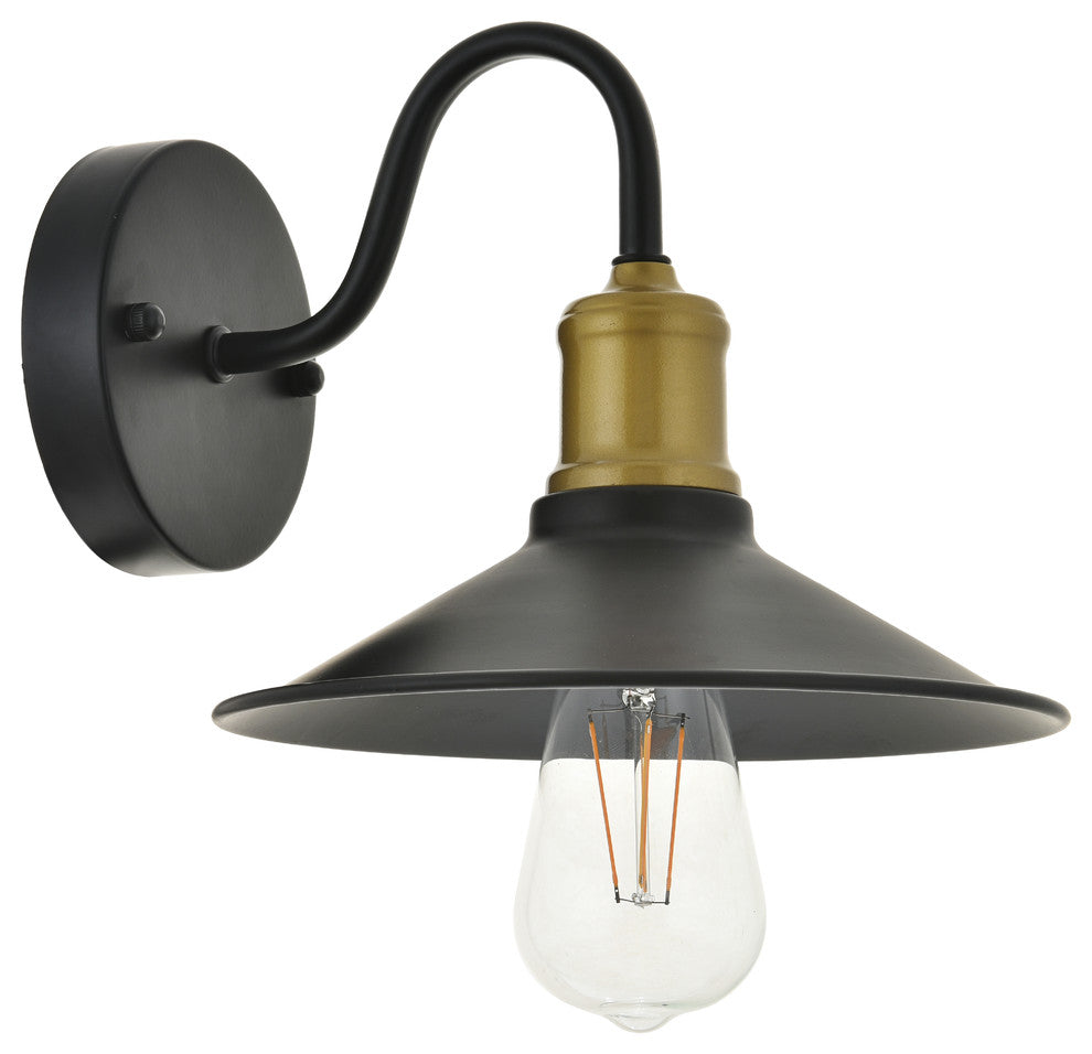 Brass And Black Finish 1-Light Wall Sconce