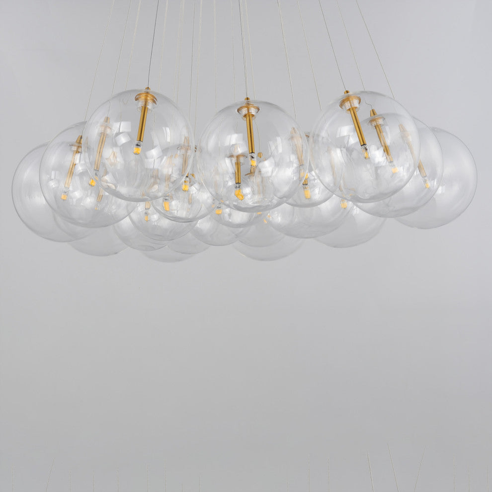ET2 E25088 Burst 20 Light 35"W LED Multi Light Pendant - Gold / Clear