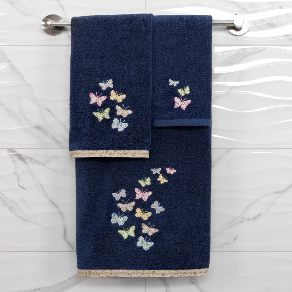 Linum Home Textiles 100% Turkish Cotton MARIPOSA 4PC Embellished Towel Set