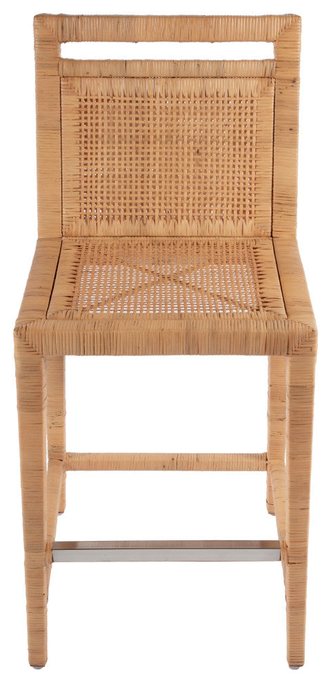 Brielle 24 in. Seat Height Rattan Woven Counter Stool With Back