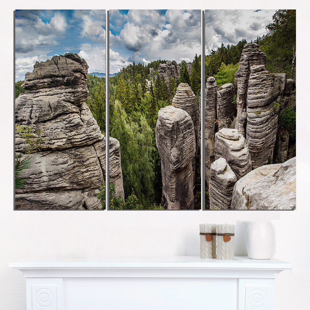 "Beautiful Rocks in Bohemian Paradise" Metal Wall Art, 3 Panels, 36"x28"