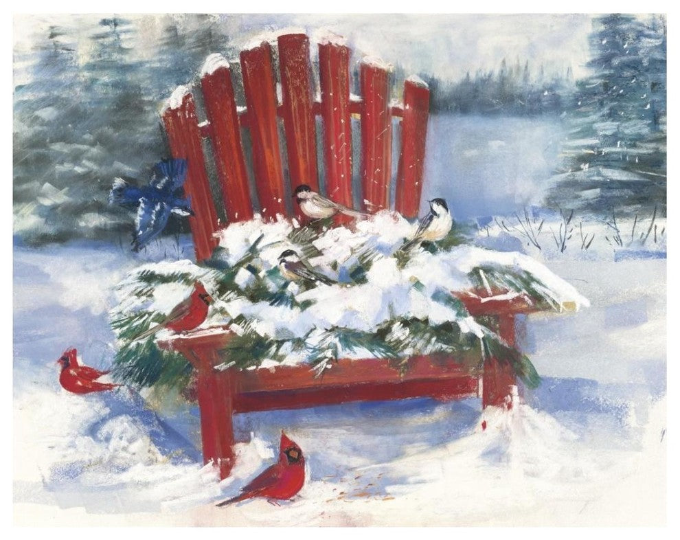 "Red Chair in Winter" Digital Paper Print by Carol Rowen, 37"x30"