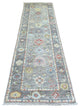 Gray, Afghan Wool Hand Knotted, Angora Ushak Runner Rug, 2'6"x9'5"