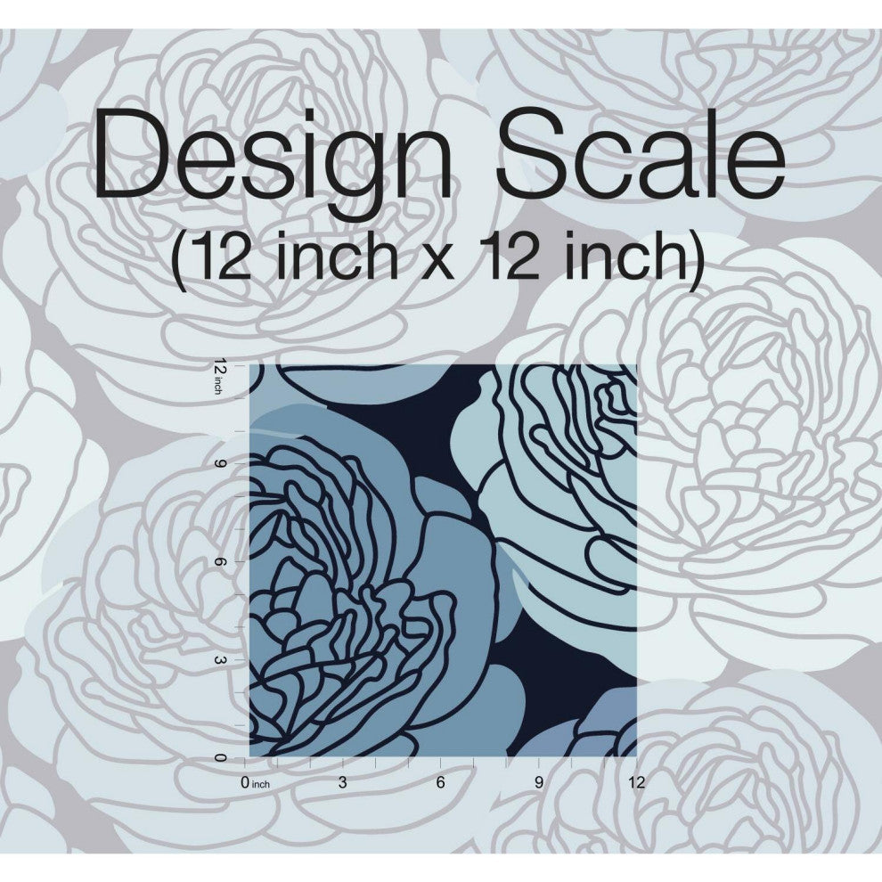 Blue & Black Bed Of Roses Peel & Stick Wallpaper