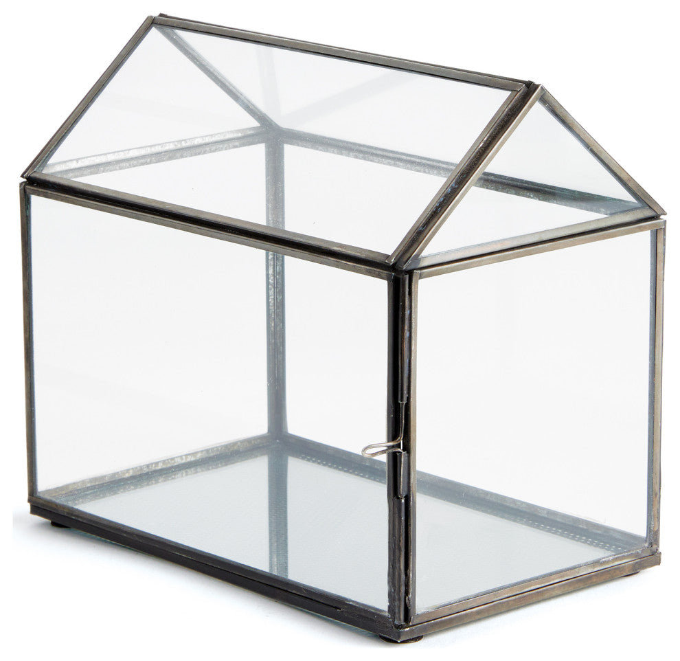 Cottage Terrarium Large, Black, 8x5x7