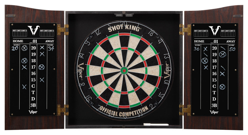 Viper Vault Dartboard Cabinet With Shot King Sisal Dartboard