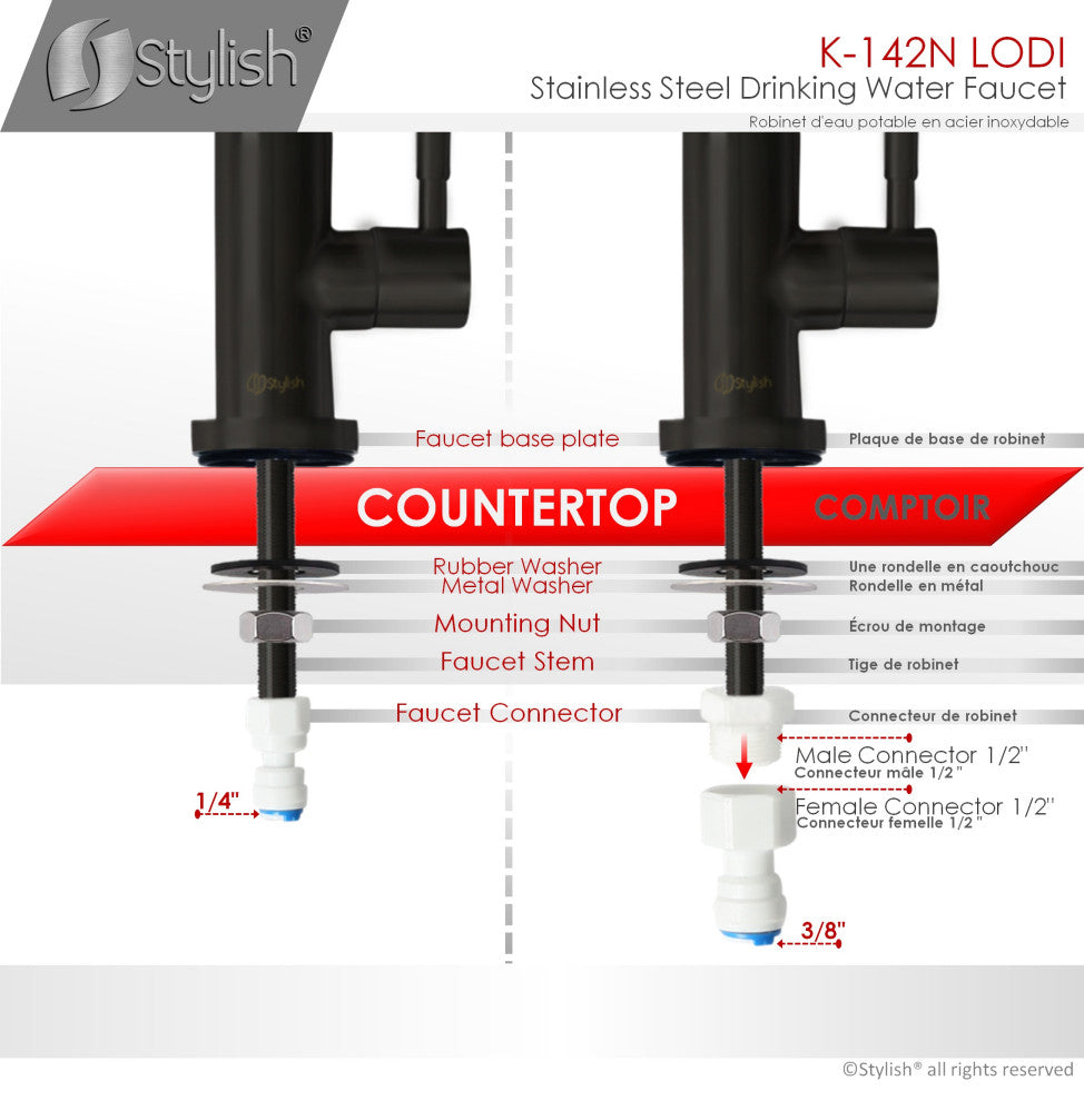 STYLISH Stainless Steel Drinking Water Faucet in Matte Black