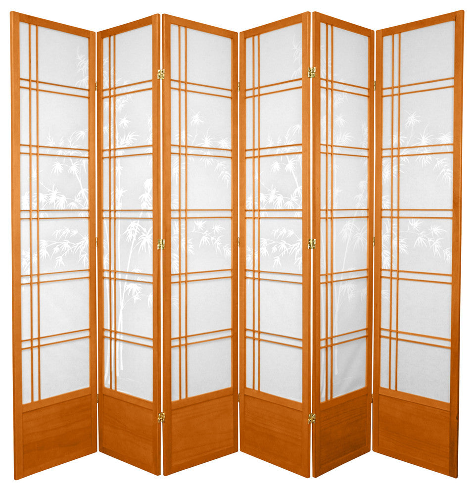 7'' Tall Bamboo Tree Shoji Screen, Honey, 6 Panels