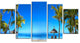 "Mauritius Beach With Chairs" Seashore Canvas Photo Print, 5 Panels, 60"x32"