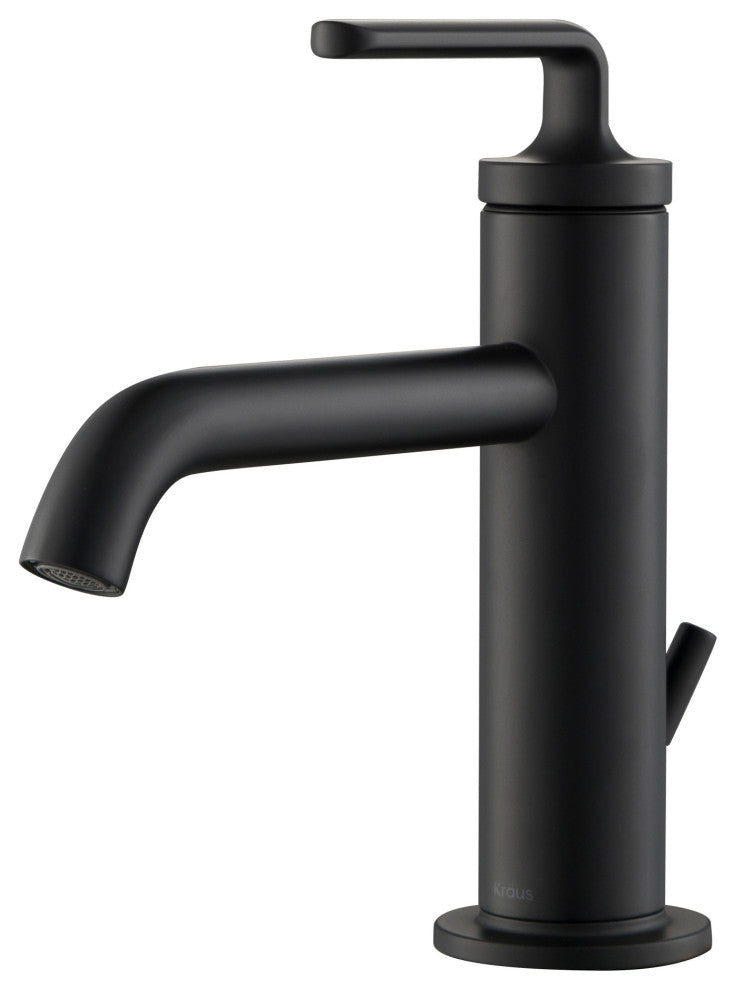 Kraus Ramus Single Handle Basin Faucet, Lift Rod Drain, Matte Black, Set of 2