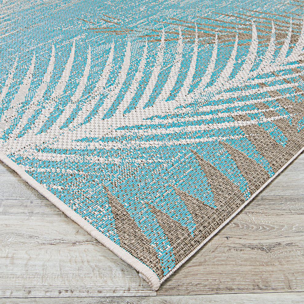 Couristan Monaco Tropical Palms Indoor/Outdoor Area Rug, Aqua, 8'6"x13'