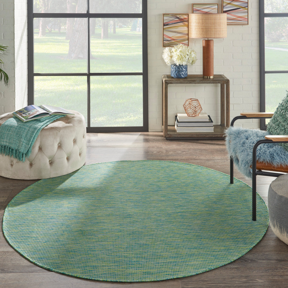 Nourison Positano Contemporary Area Rug, Blue/Green, 6'xround