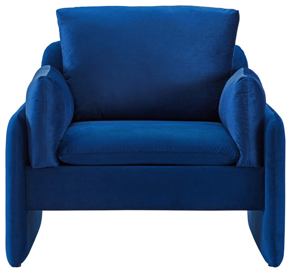 Armchair Accent Chair, Velvet, Blue Navy, Modern, Living Lounge Hospitality