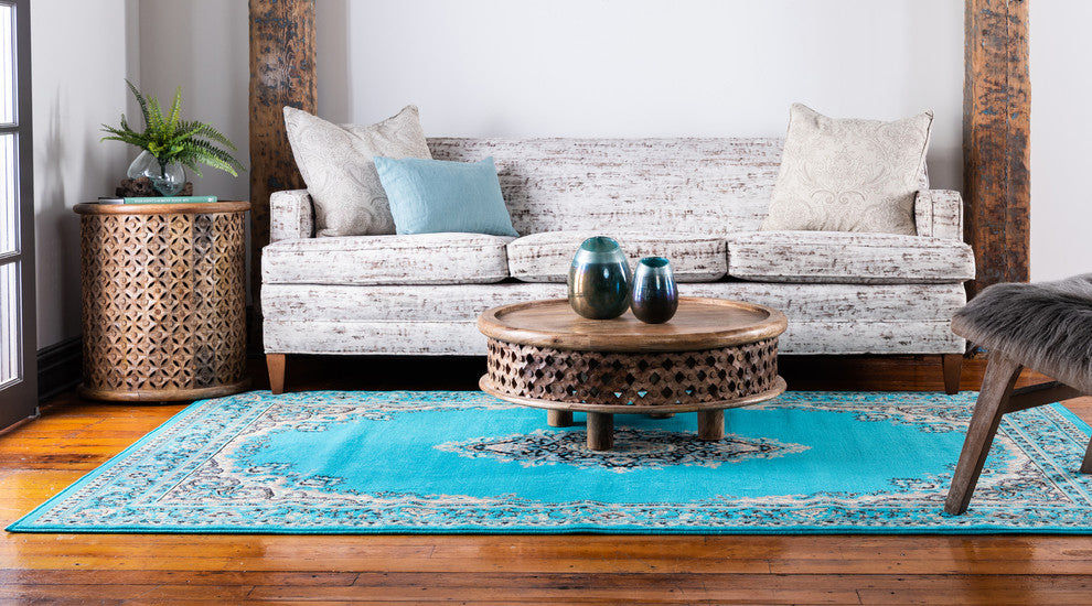 Unique Loom Turquoise Washington Reza 4' 0 x 6' 0 Area Rug