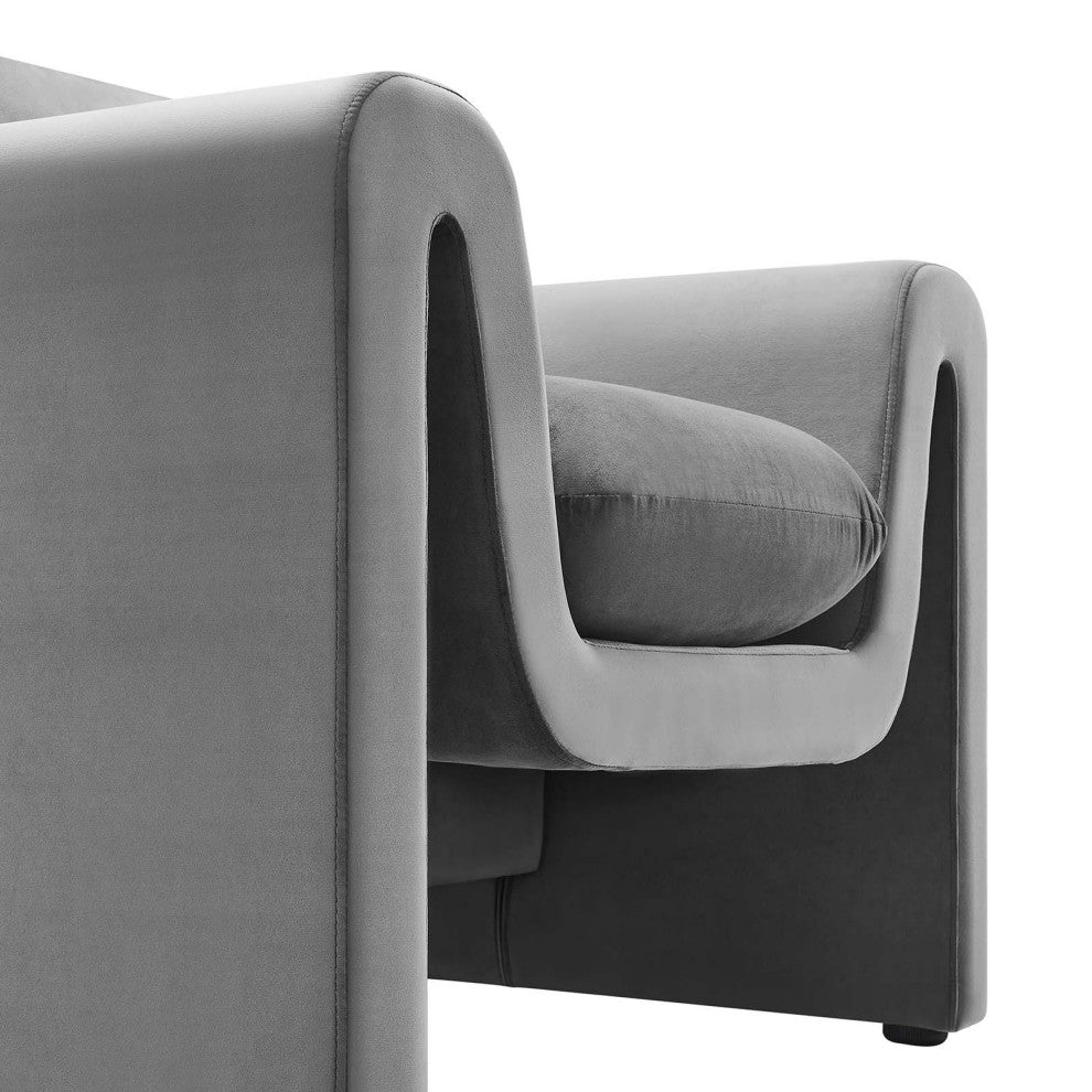 Waverly Performance Velvet Armchair - Gray
