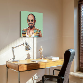 "Hip Steve" Frameless Reverse Printed Tempered Art Glass Wall Art