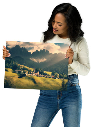 Sun Rays and Santa Maddalena Landscape Photo Loose Wall Art Prints, 12" X 16"