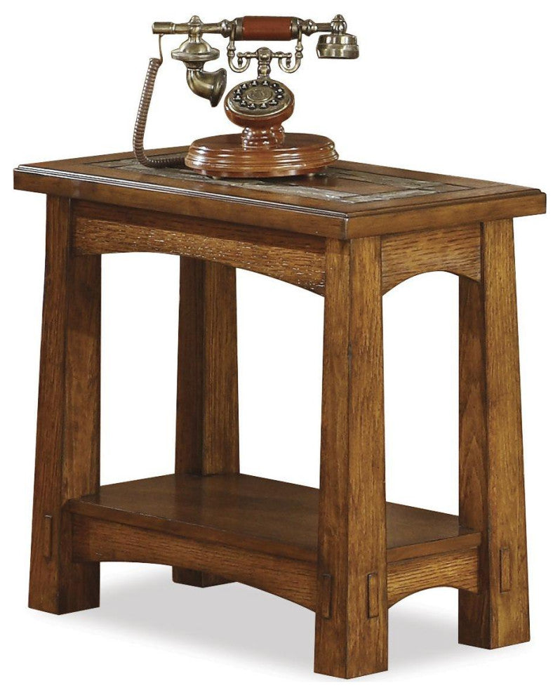 Riverside Furniture Craftsman Home Wood Chairside Table in Americana Oak