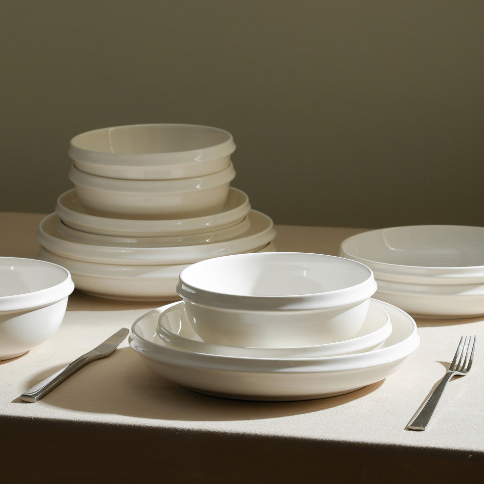 Stone Lain Verso Porcelain 12-Piece Dinnerware Set, White