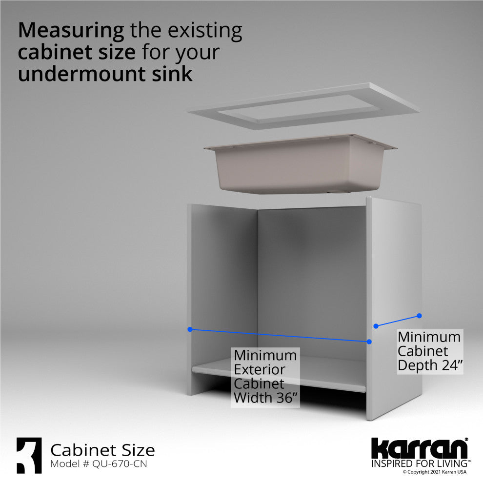 Karran Undermount Quartz Composite 32" Single Bowl Kitchen Sink, Concrete