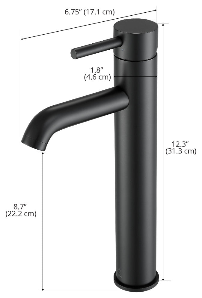 Argenta Vessel Bathroom faucet, Matte Black