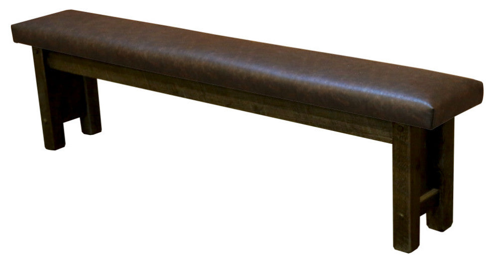 Barnwood Style Timber Peg Upholstered Bench, Driftwood, 3 Foot, Quarter Espresso
