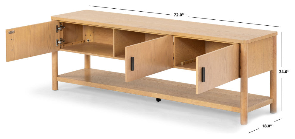 Safavieh Couture Jaylessa Wood 3 Door Tv Stand, Natural