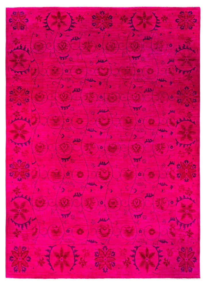 Overdyed, One-of-a-Kind Hand-Knotted Area Rug Pink, 9'1"x12'4"