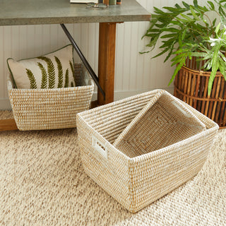 Rivergrass Rectangular Baskets With Handles, Set of 3