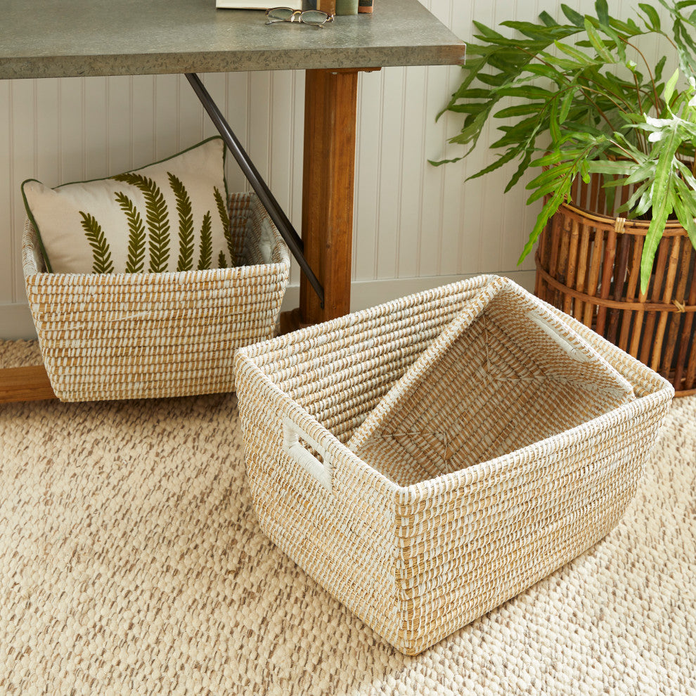 Rivergrass Rectangular Baskets With Handles, Set of 3